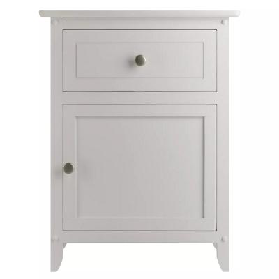 1 Drawers Bedside Table Wooden Nightstand Storage Cabinet White